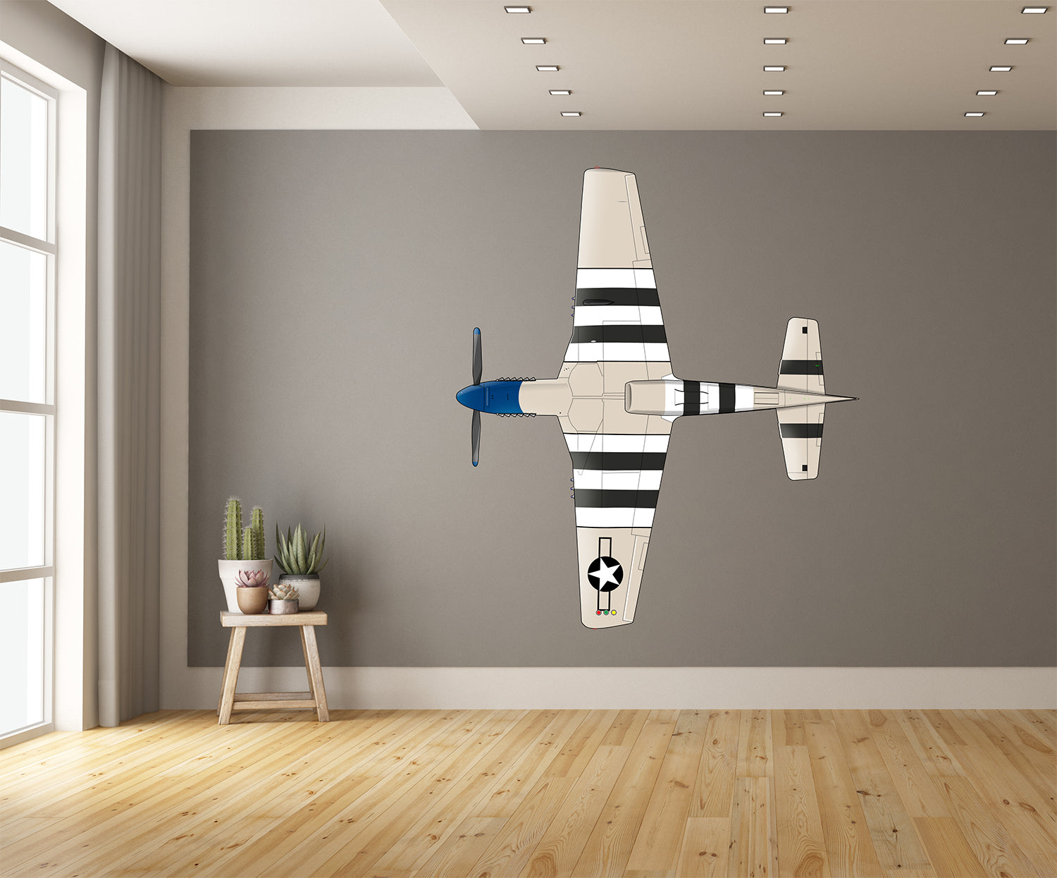 P-51D MUSTANG Blue Nose Underside Airplane Ceiling / Wall Art Wall Decal