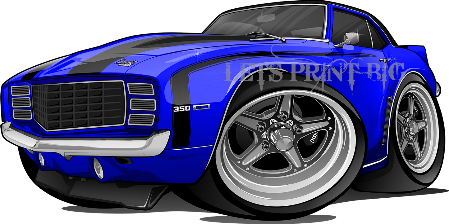 Car Art 1st Generation Yellow Black Stripes 1969 Camaro Wall Decal