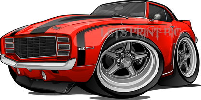 Car Art 1st Generation Yellow Black Stripes 1969 Camaro Wall Decal