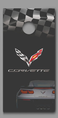 Corvette Car on Faded Background Corn Hole Decal Wrap