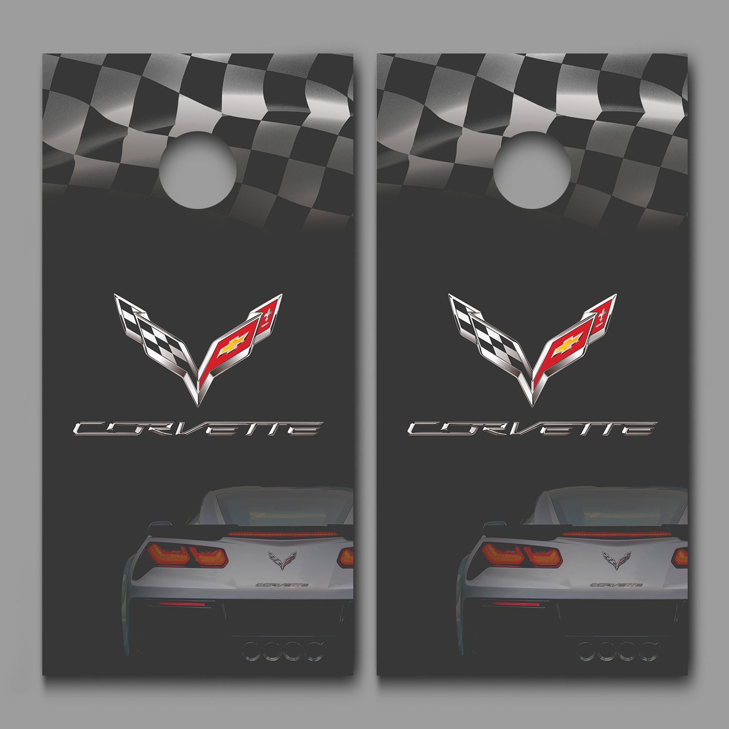 Corvette Car on Faded Background Corn Hole Decal Wrap