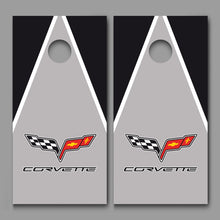 Corvette Emblem on Triangle Background Corn Hole Decal Wrap