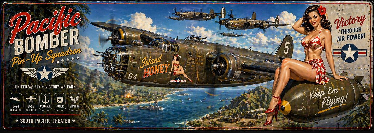 Pacific Bomber Pin-Up Squadron Desk Mat