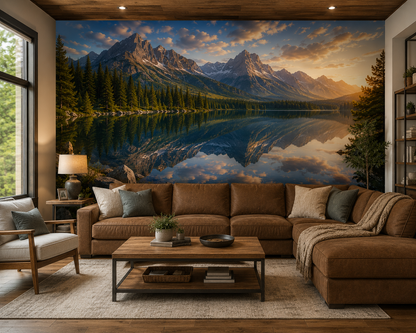 Peaceful Mountain Lake Reflection Wall Mural