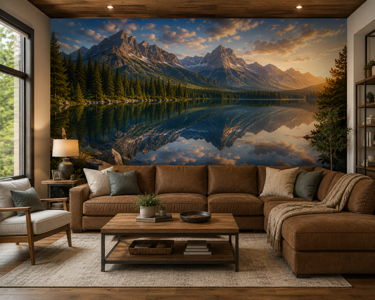 Peaceful Mountain Lake Reflection Wall Mural