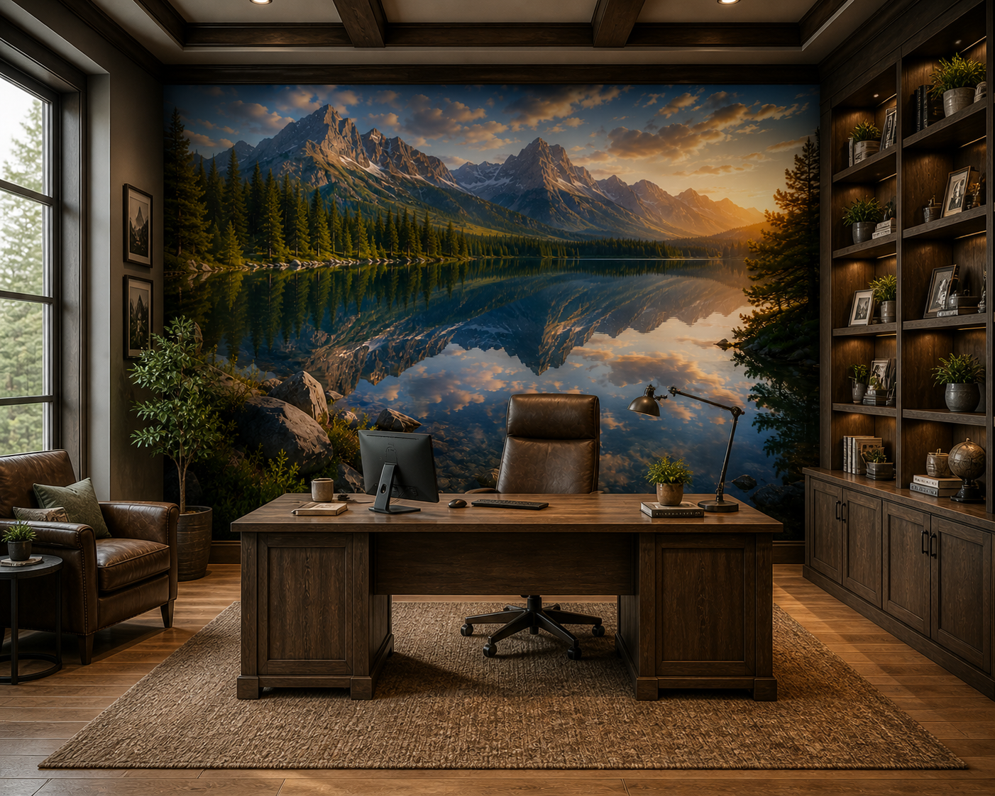 Peaceful Mountain Lake Reflection Wall Mural