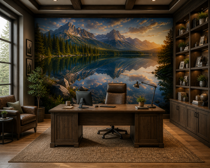 Peaceful Mountain Lake Reflection Wall Mural
