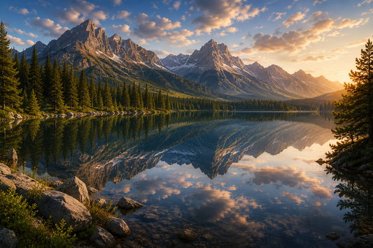 Peaceful Mountain Lake Reflection Wall Mural