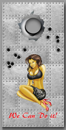 Pin Up Girl We Can Do It Design Cornhole Board Decal Wraps