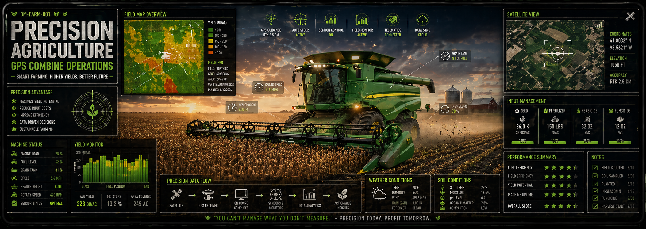 Precision Agriculture GPS Combine Desk Mat