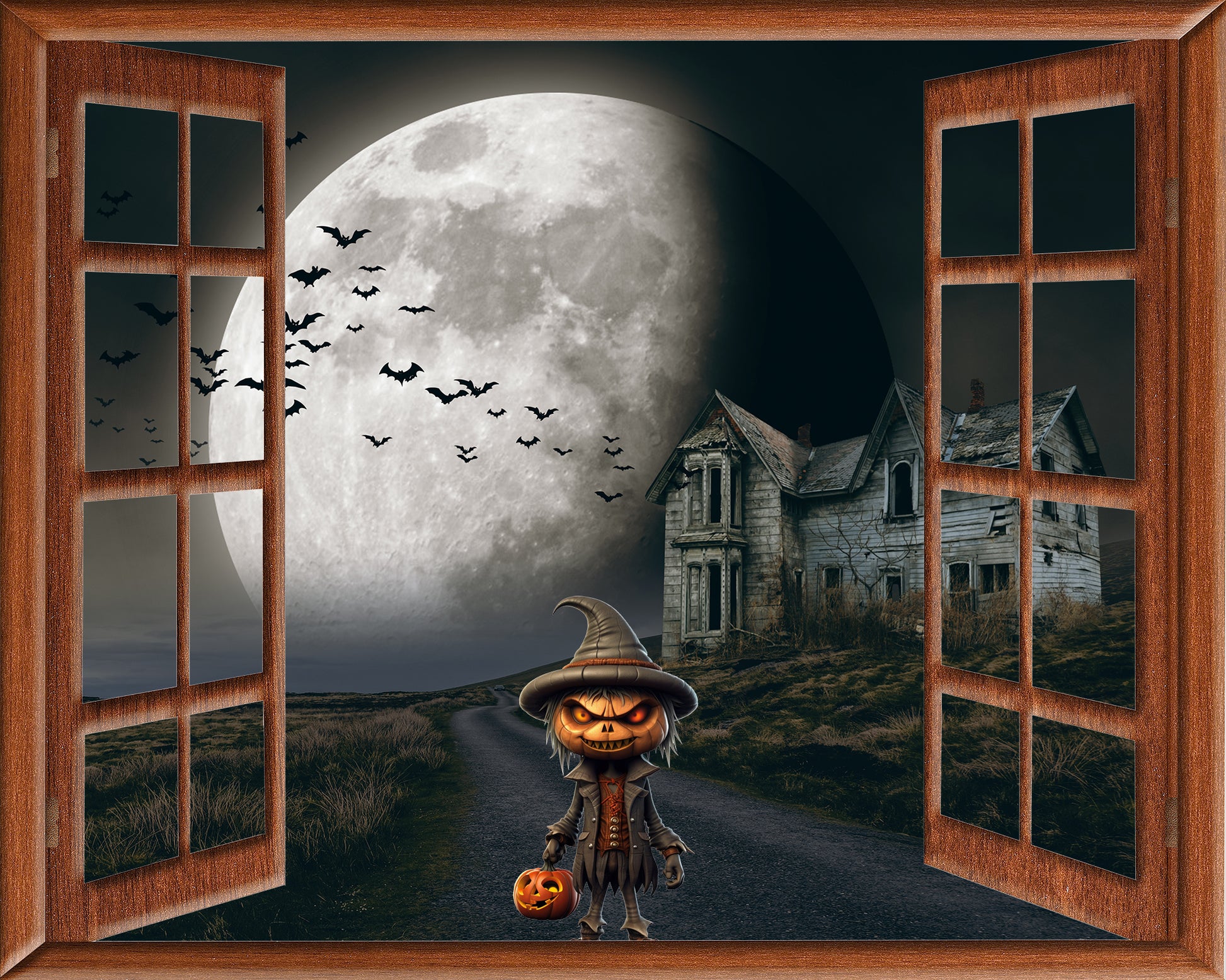 Scary Pumpkin Head Halloween Wallpaper Decal Wall Mural Window proof