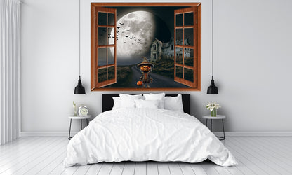 Scary Pumpkin Head Halloween Wallpaper Decal Wall Mural bedroom