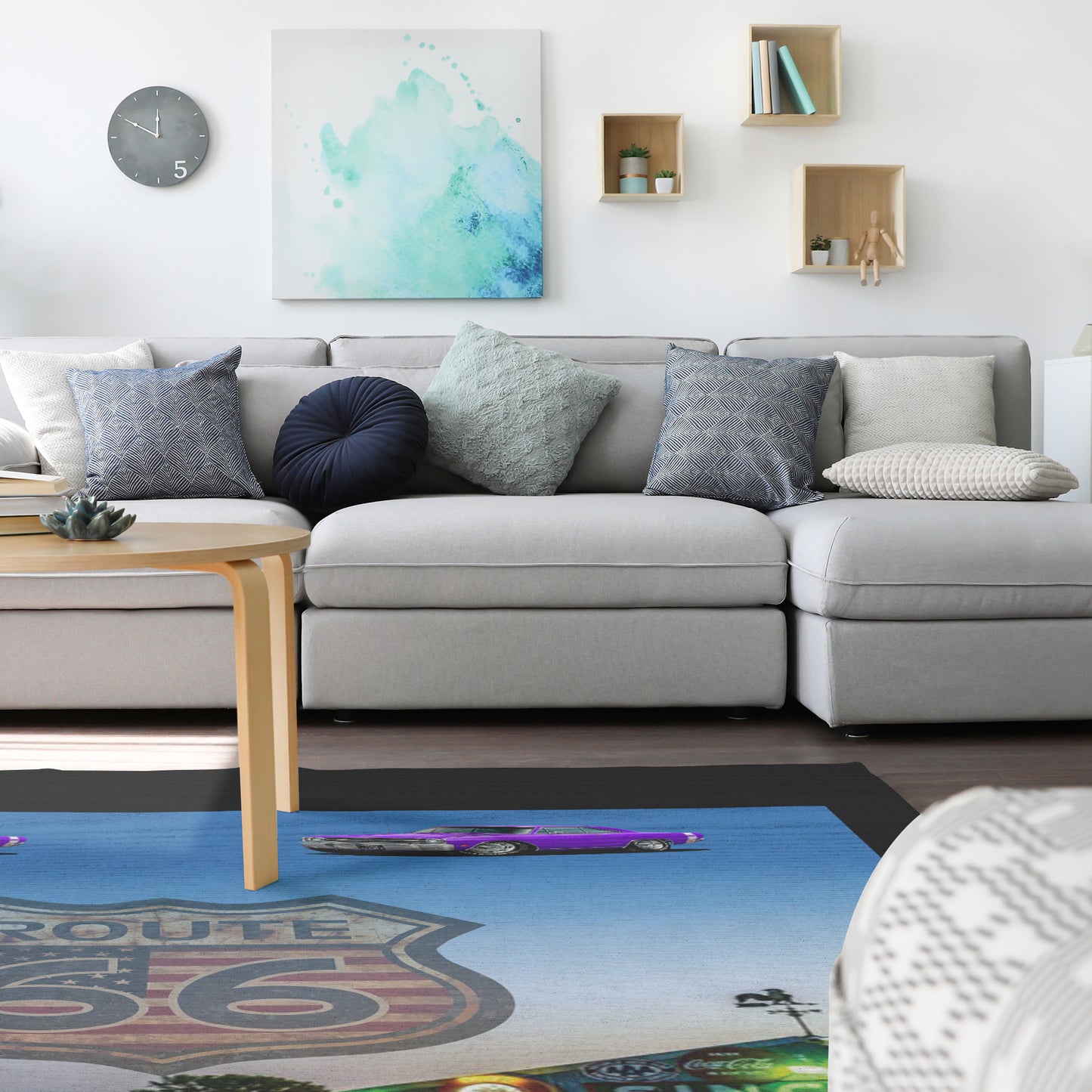 Purple Dodge Dart Route 66 Rug 5 Sizes