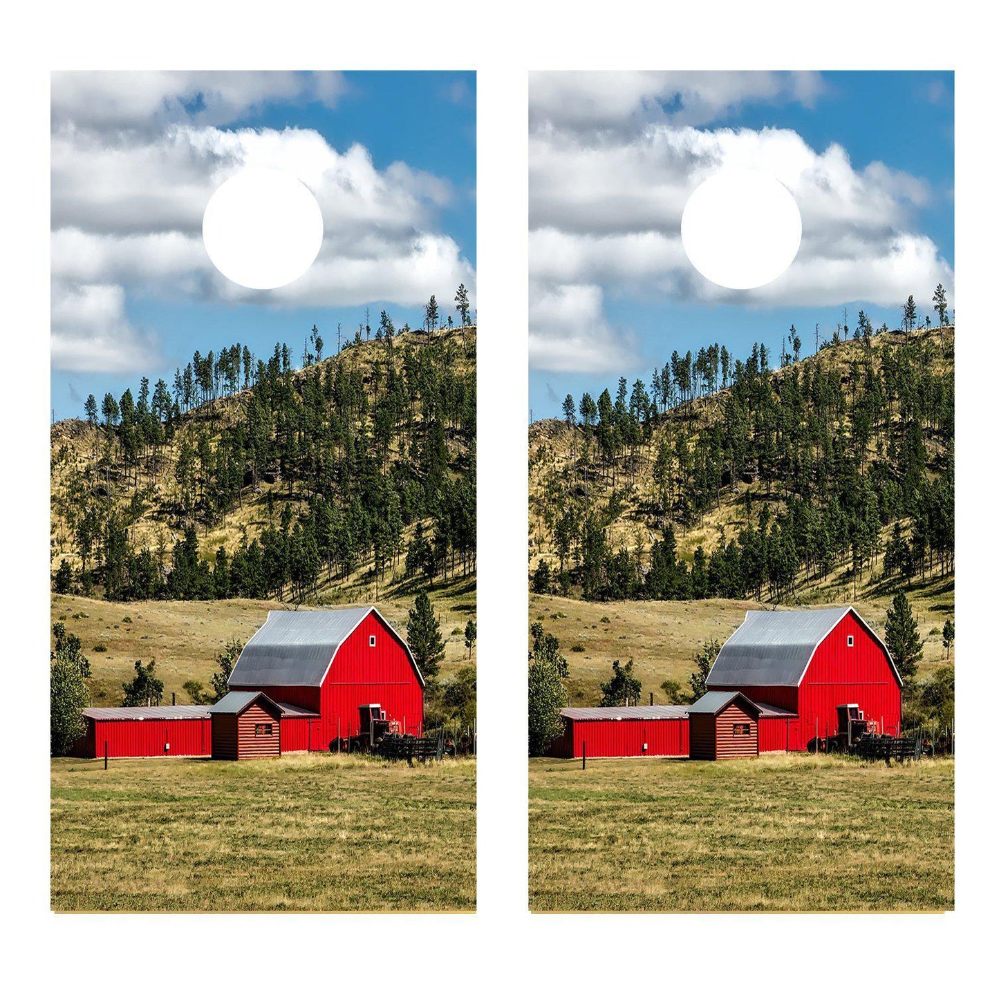 Red Barn Country Field Scene Farm Corn hole Board Decal Wrap