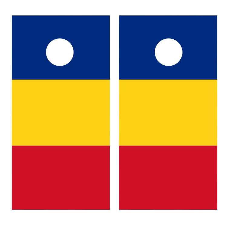 Flag of Romania Cornhole Board Decal Wraps
