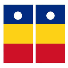 Flag of Romania Cornhole Board Decal Wraps