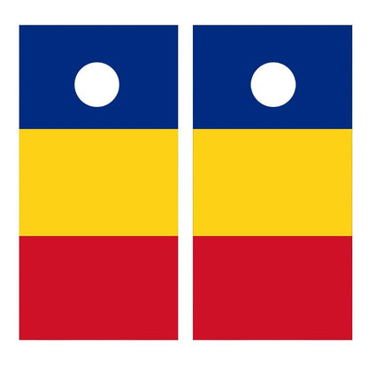 Flag of Romania Cornhole Board Decal Wraps
