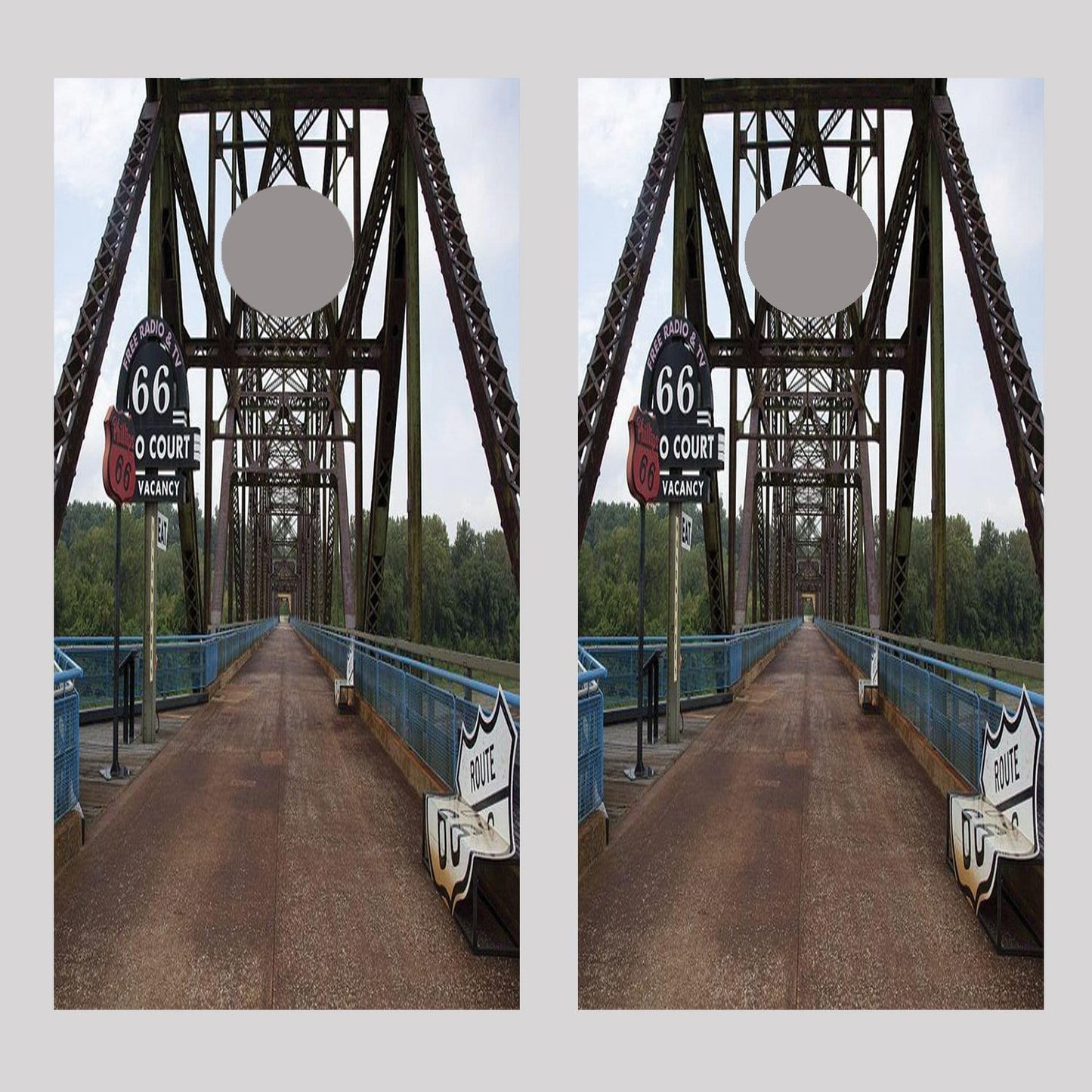 Route 66 Chain of Rocks Bridge Cornhole Board Decal Wraps