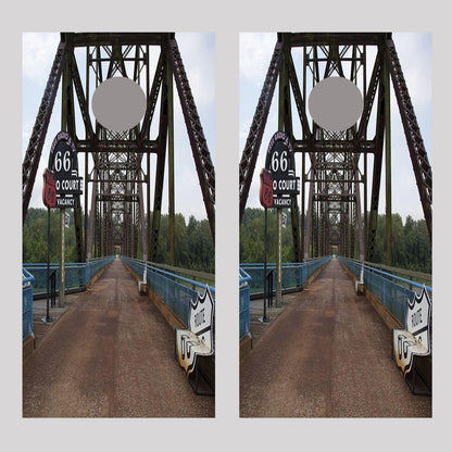 Route 66 Chain of Rocks Bridge Cornhole Board Decal Wraps