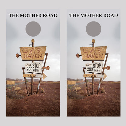 Route 66 Gas Haven Cornhole Board Decal Wraps