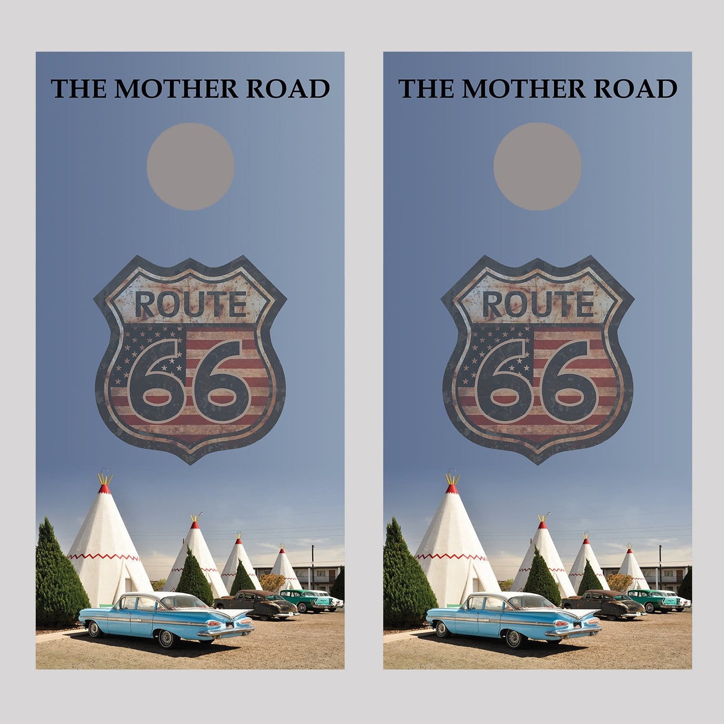 Route 66 Wigwam Village Motel Cornhole Board Decal Wraps