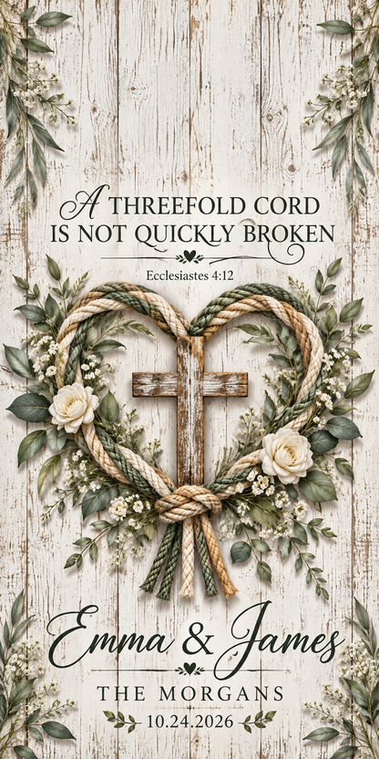 Rustic Threefold Cord Wedding Cross