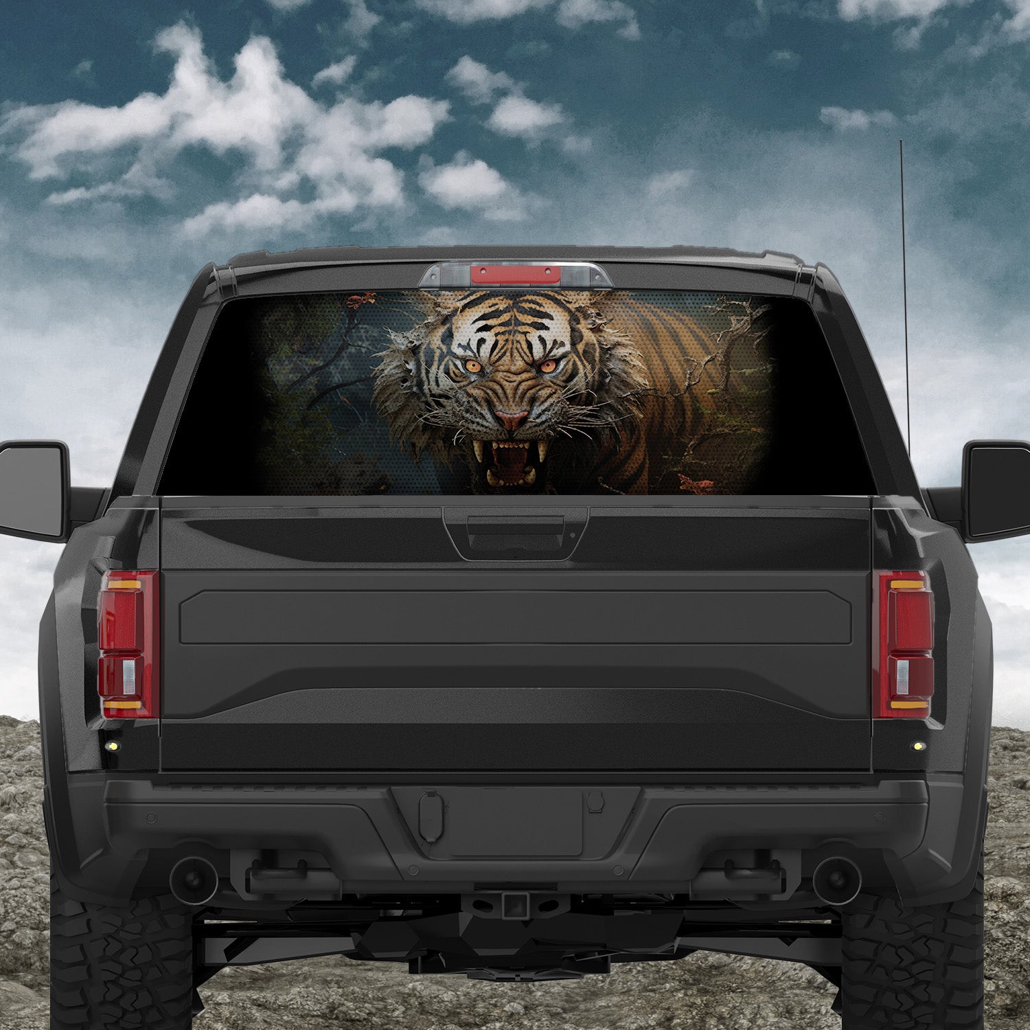 Scary Tiger Glare Rear Window Decal