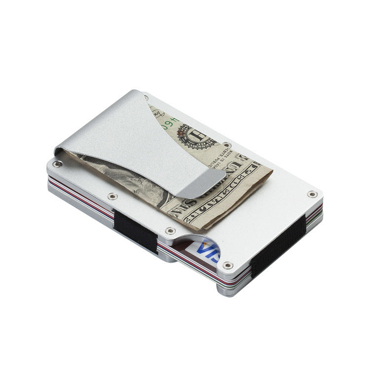 Laser Engraved Unisex Solid Color Aluminum Alloy Open Wallets