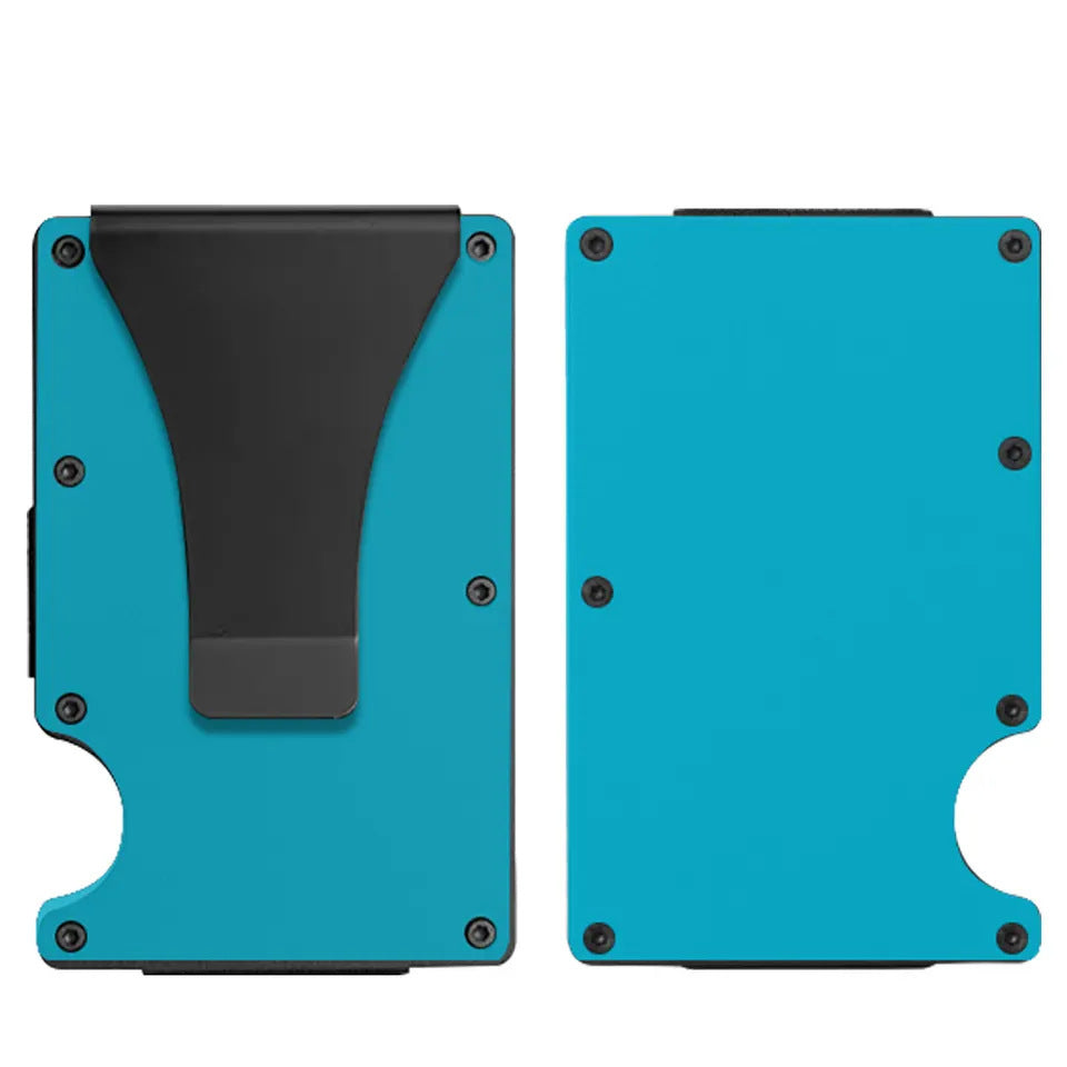 Laser Engraved Unisex Solid Color Aluminum Alloy Open Wallets