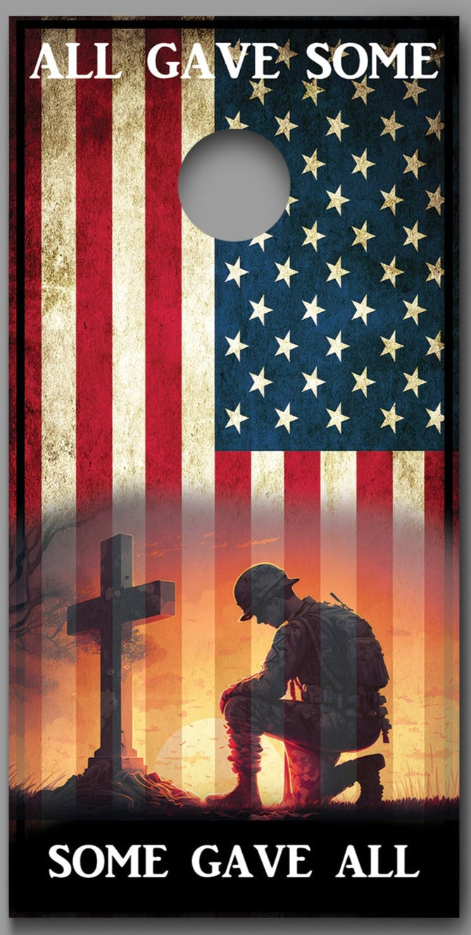 All Gave Some - Some Gave All Flag Corn hole Wraps Decals