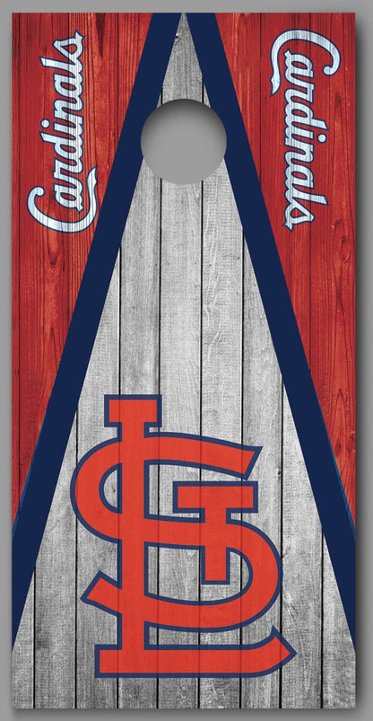 Cardinals Dark Wood Triangle STL logo St Louis Corn hole Decal Wrap
