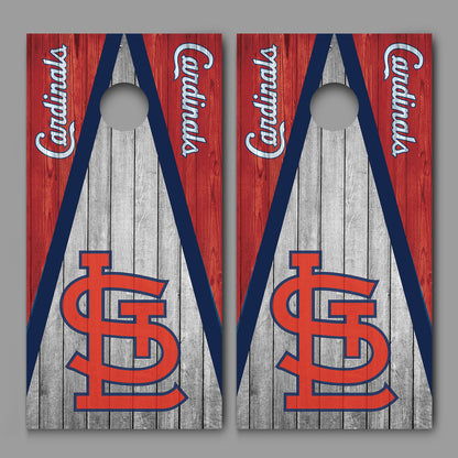 Cardinals Dark Wood Triangle STL logo St Louis Corn hole Decal Wrap
