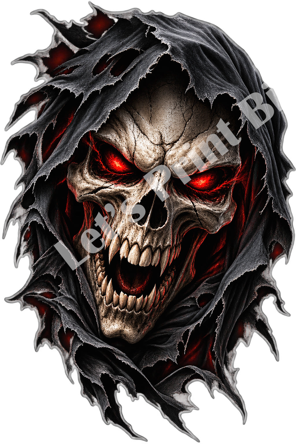 Scary Hooded Skull Premium Vinyl Decal