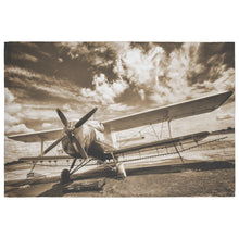 Sepia Colored Ag Biplane Sprayer Clouds Rug 5 Sizes