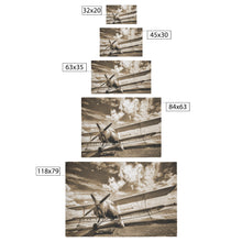 Sepia Colored Ag Biplane Sprayer Clouds Rug 5 Sizes