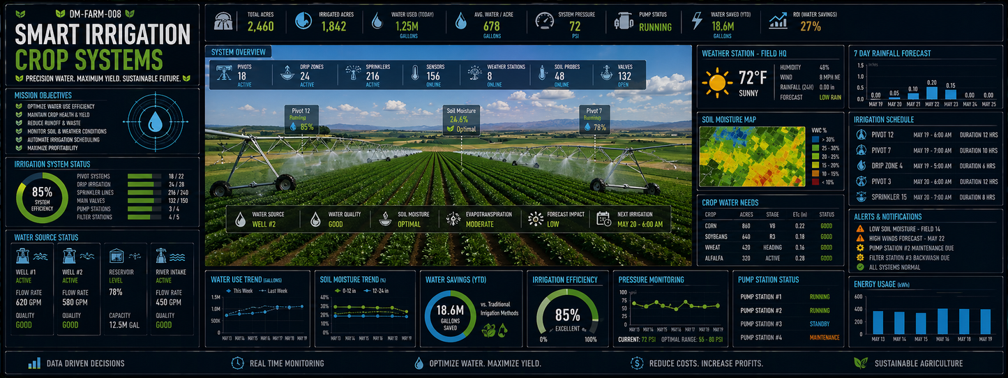 Smart Irrigation Crop Systems Desk Mat
