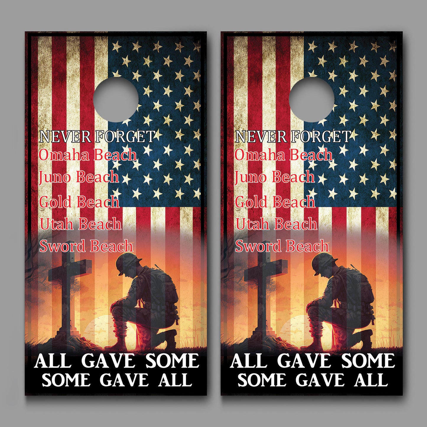Some Gave All Normandy Invasion Never Forget Design Corn Hole board decal Wraps