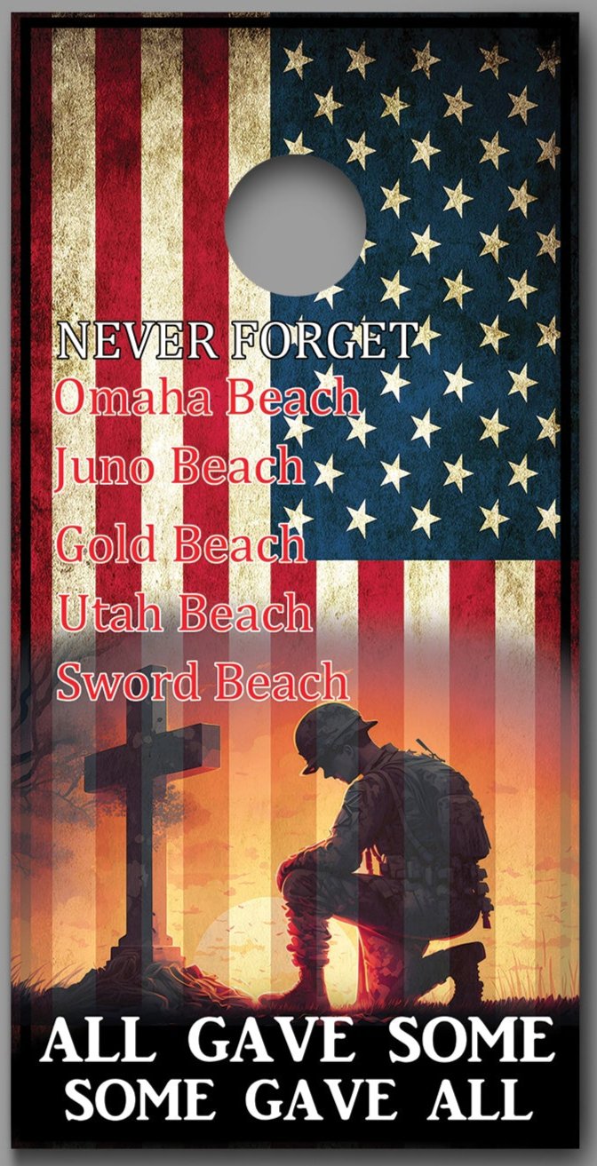 Some Gave All Normandy Invasion Never Forget Design Corn Hole board decal Wraps