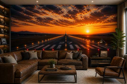 Sunset Runway Departure Wall Mural