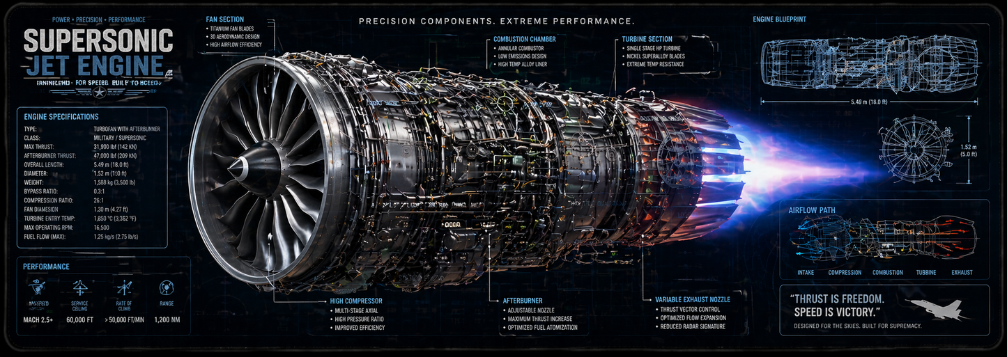 Supersonic Jet Engine Desk Mat
