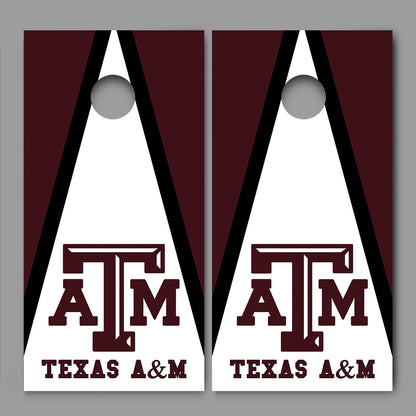Texas A & M White Triangle Design 01 Corn hole Board Decal Wrap