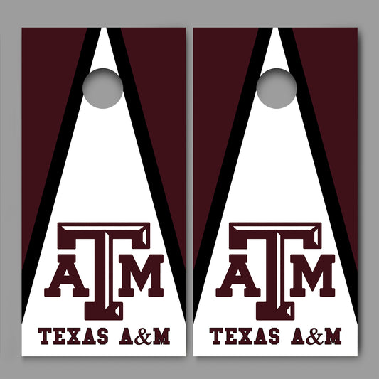 Texas A & M White Triangle Design 01 Corn hole Board Decal Wrap