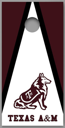 Texas A & M White Dog Triangle Design 02 Corn hole Board Decal Wrap