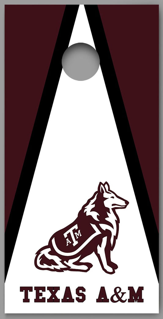Texas A & M White Dog Triangle Design 02 Corn hole Board Decal Wrap