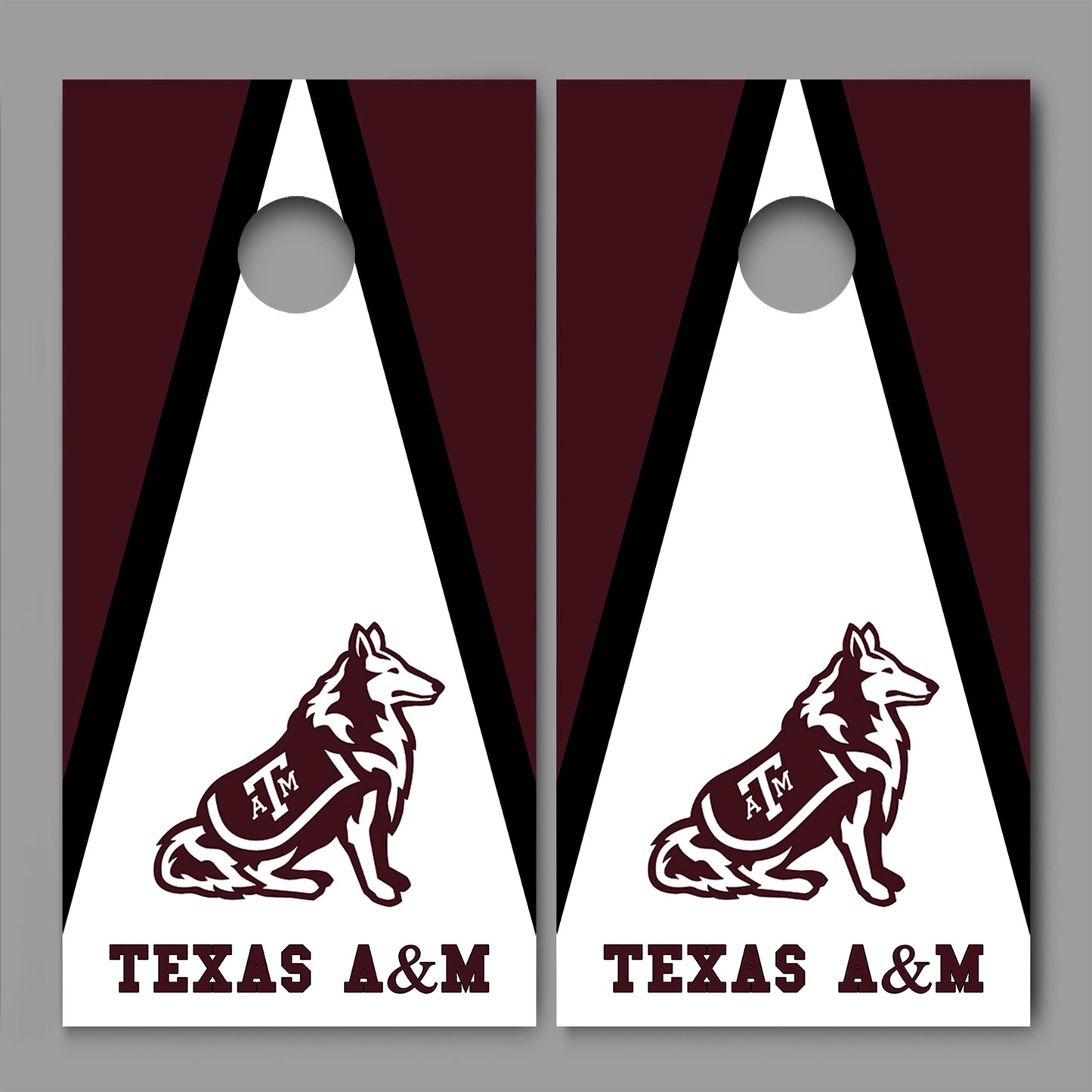 Texas A & M White Dog Triangle Design 02 Corn hole Board Decal Wrap