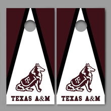 Texas A & M White Dog Triangle Design 02 Corn hole Board Decal Wrap