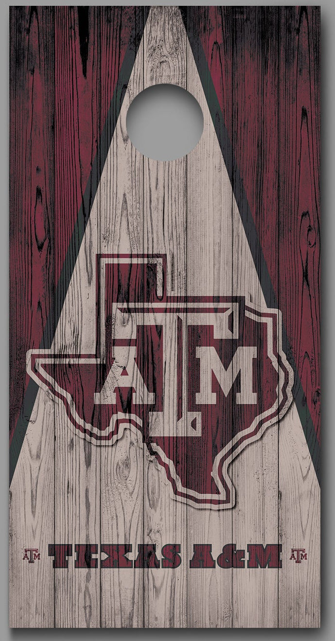 Texas A & M Wood Triangle Design Corn hole Board Decal Wrap