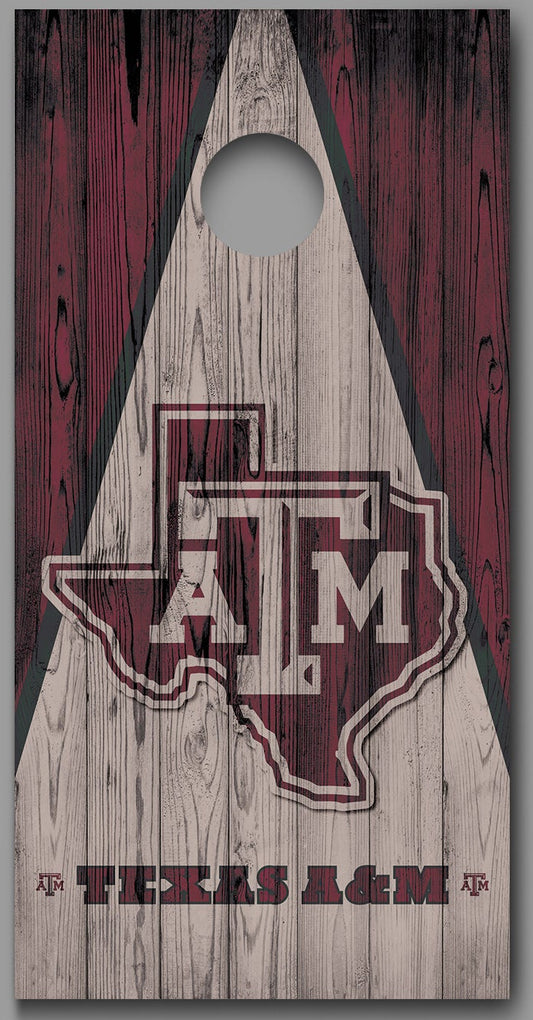 Texas A & M Wood Triangle Design Corn hole Board Decal Wrap