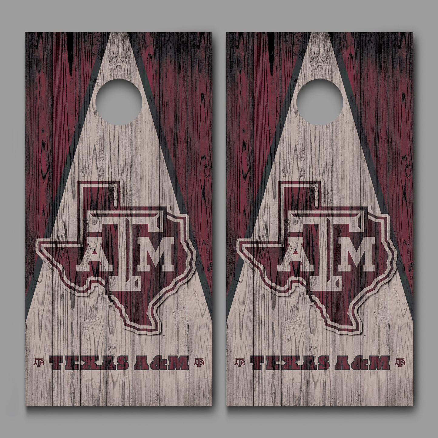 Texas A & M Wood Triangle Design Corn hole Board Decal Wrap