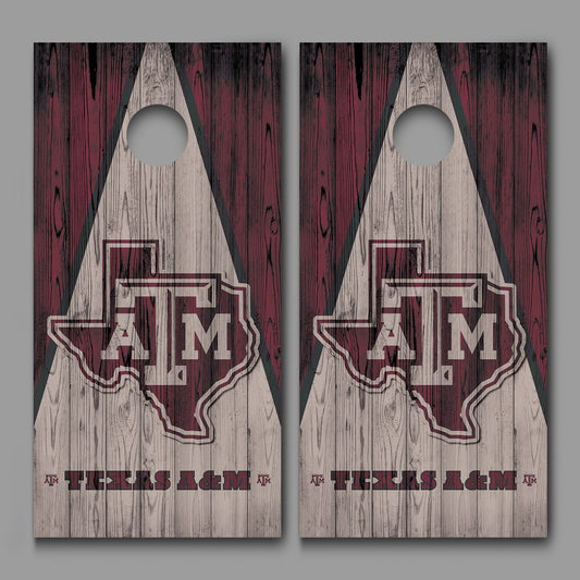Texas A & M Wood Triangle Design Corn hole Board Decal Wrap